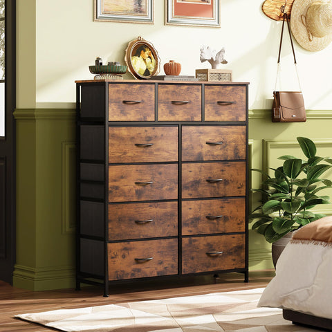Durable steel frame and wood top keep everyday belongings organized.