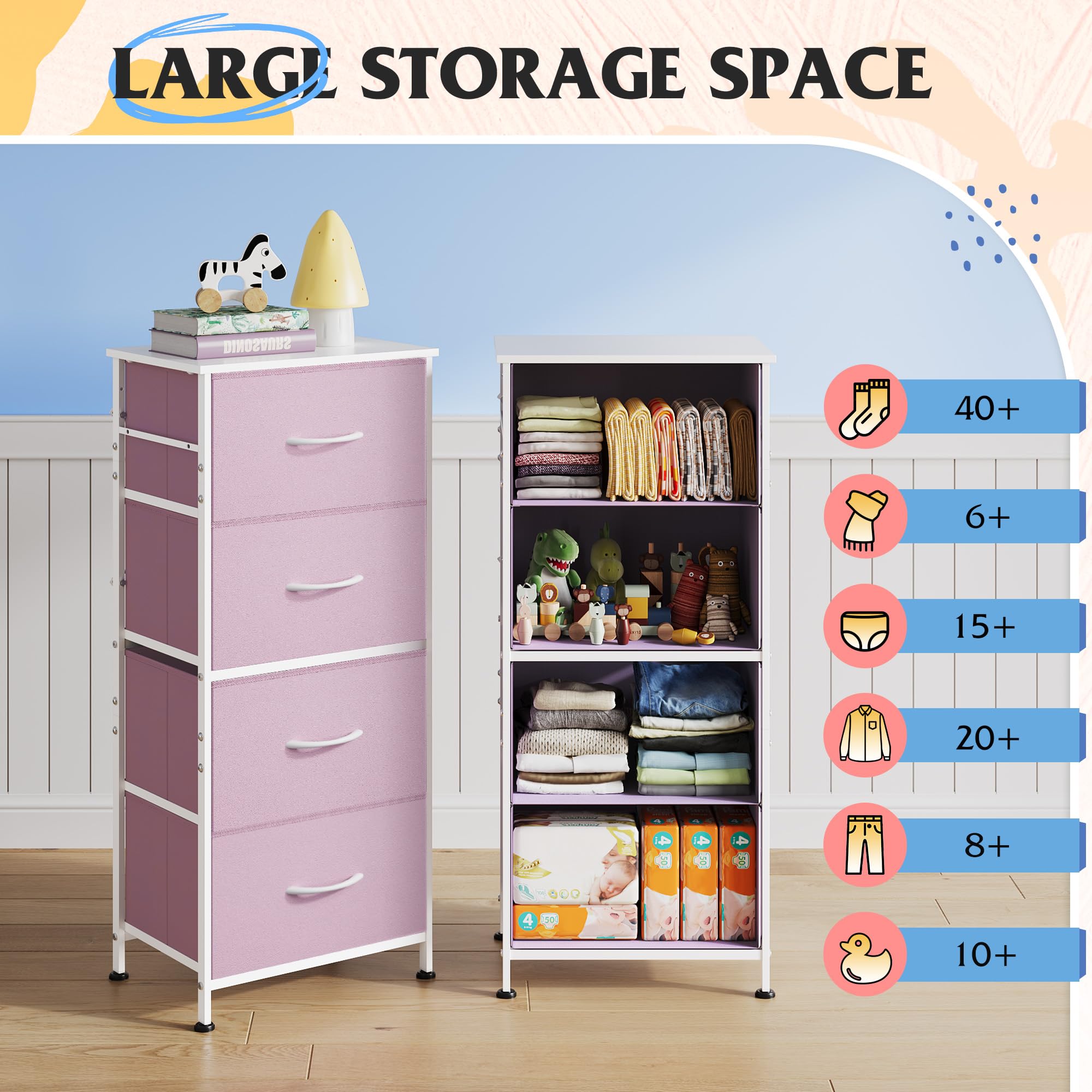 WLIVE dresser featuring sturdy steel frame for long-lasting storage
