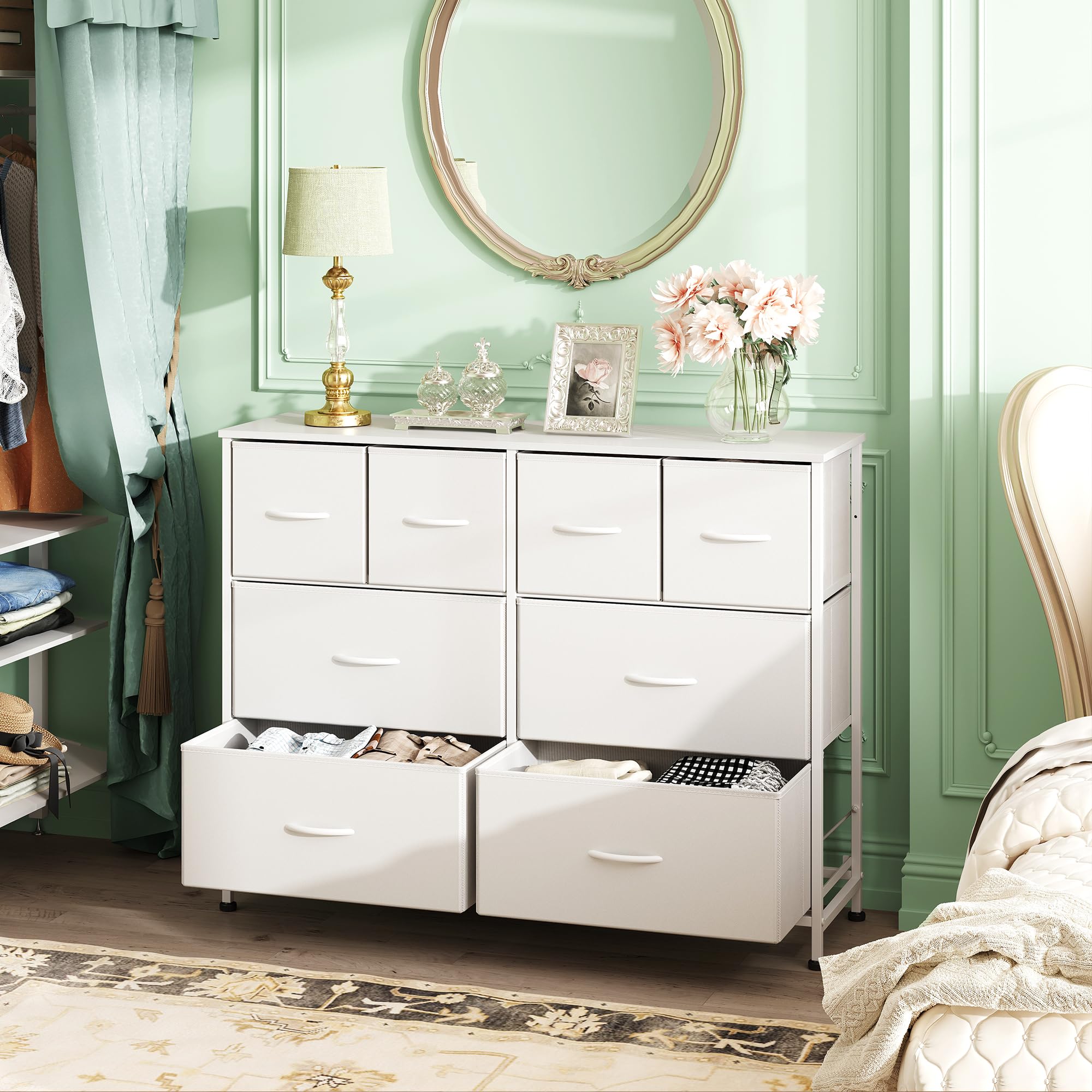 WLIVE dresser sturdy steel frame supports durable storage use.