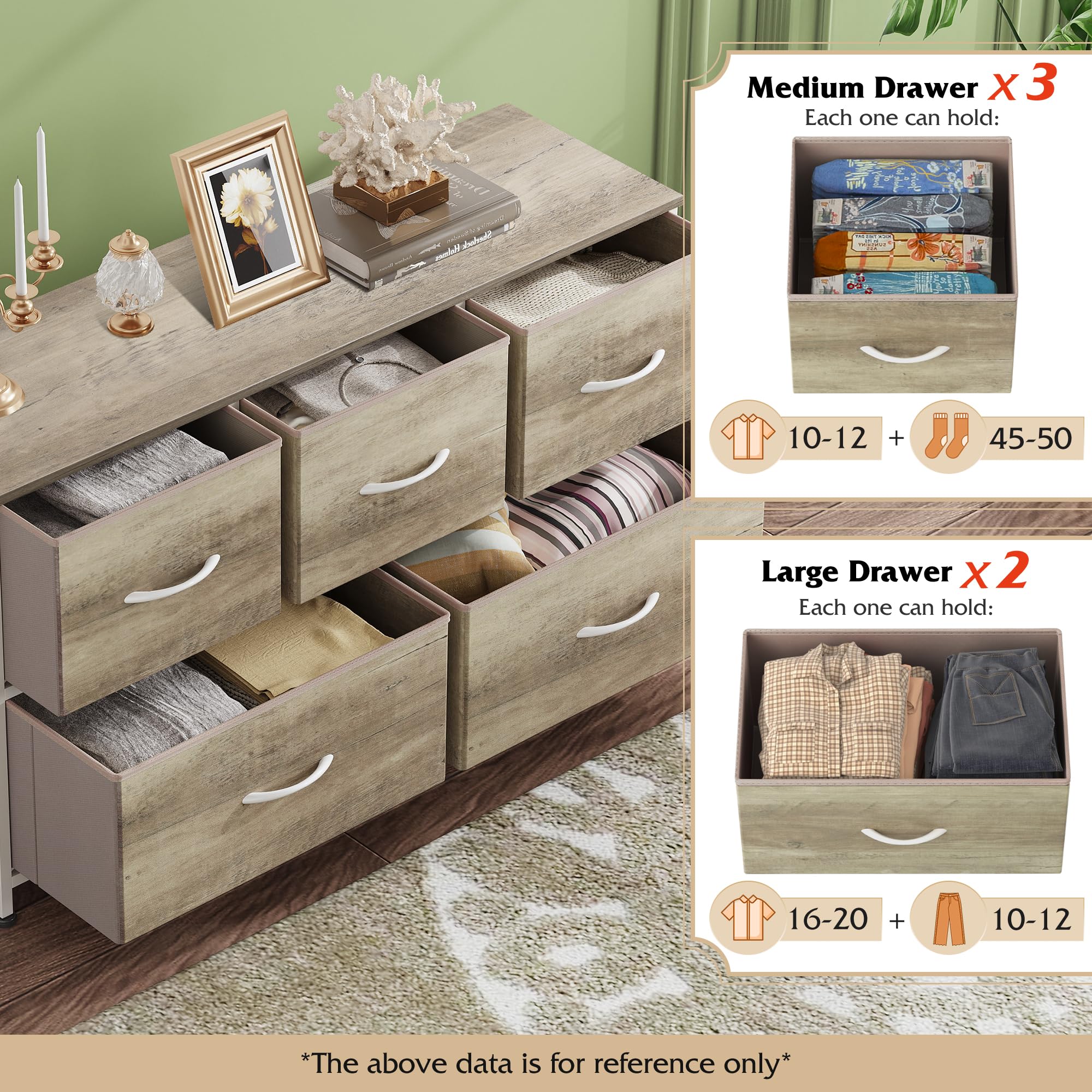 WLIVE dresser sturdy steel frame emphasizes stability in daily use