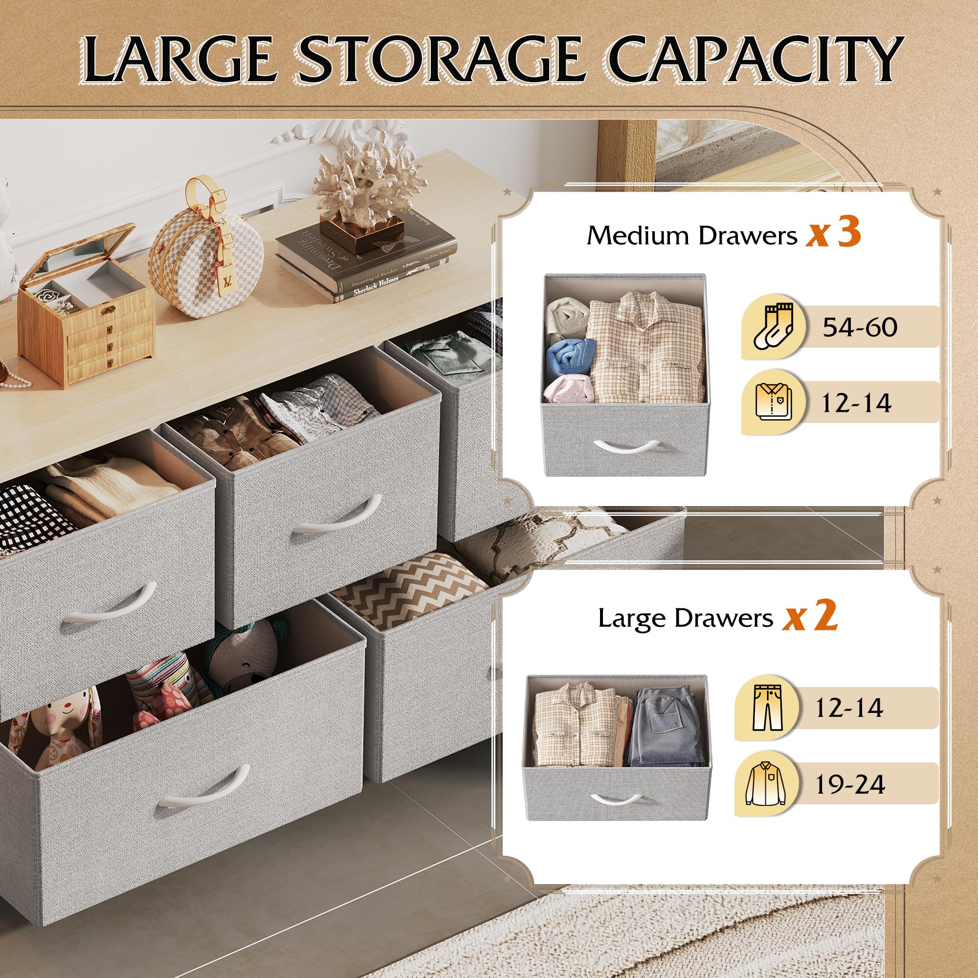 WLIVE dresser sturdy steel frame provides stable support.