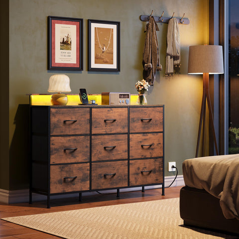 WLIVE dresser top display area showcasing decor and artwork