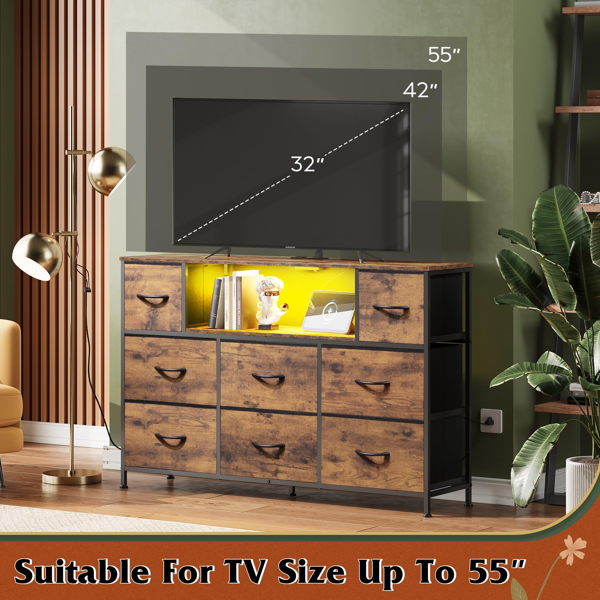 WLIVE dresser includes adjustable feet for floor protection