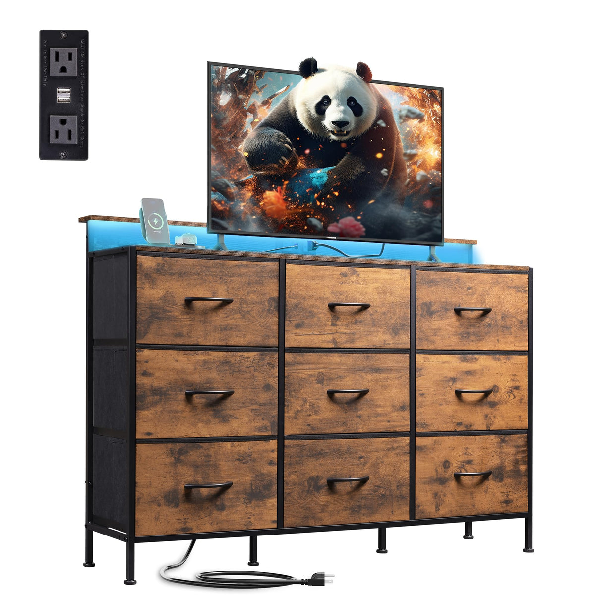 WLIVE dresser TV stand with LED lights for vivid home cinema ambience