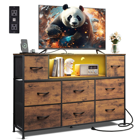 WLIVE dresser TV stand with LED lights adds vibrant ambience