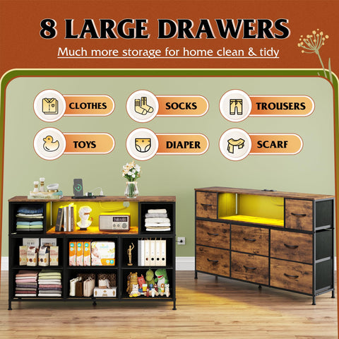 WLIVE dresser TV stand wood top surface for TV and decor