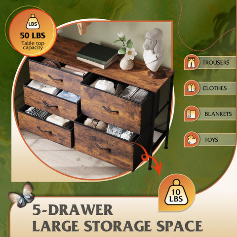 WLIVE dresser two-deep-drawers store larger items neatly.