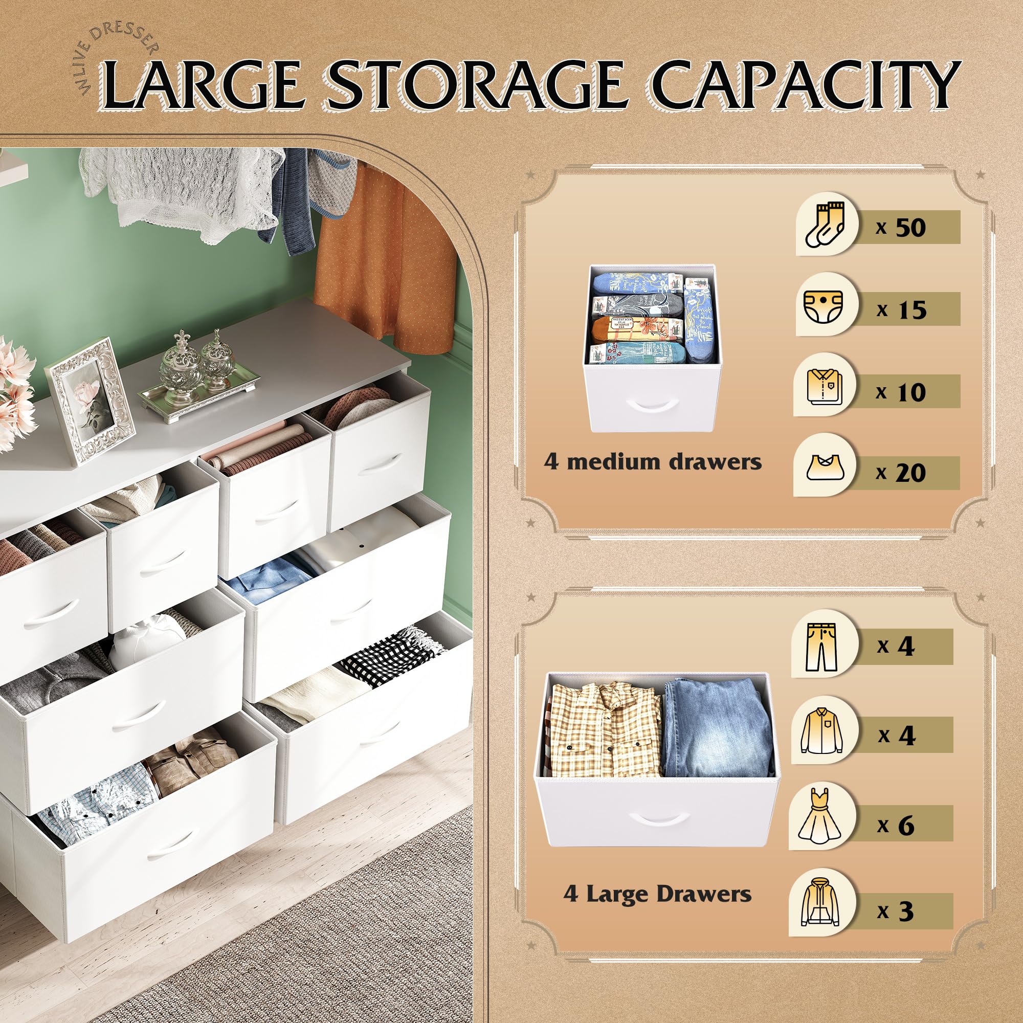 WLIVE dresser top is water-resistant for daily use.