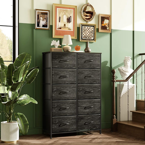 Wooden top detail on WLIVE dresser for lamps