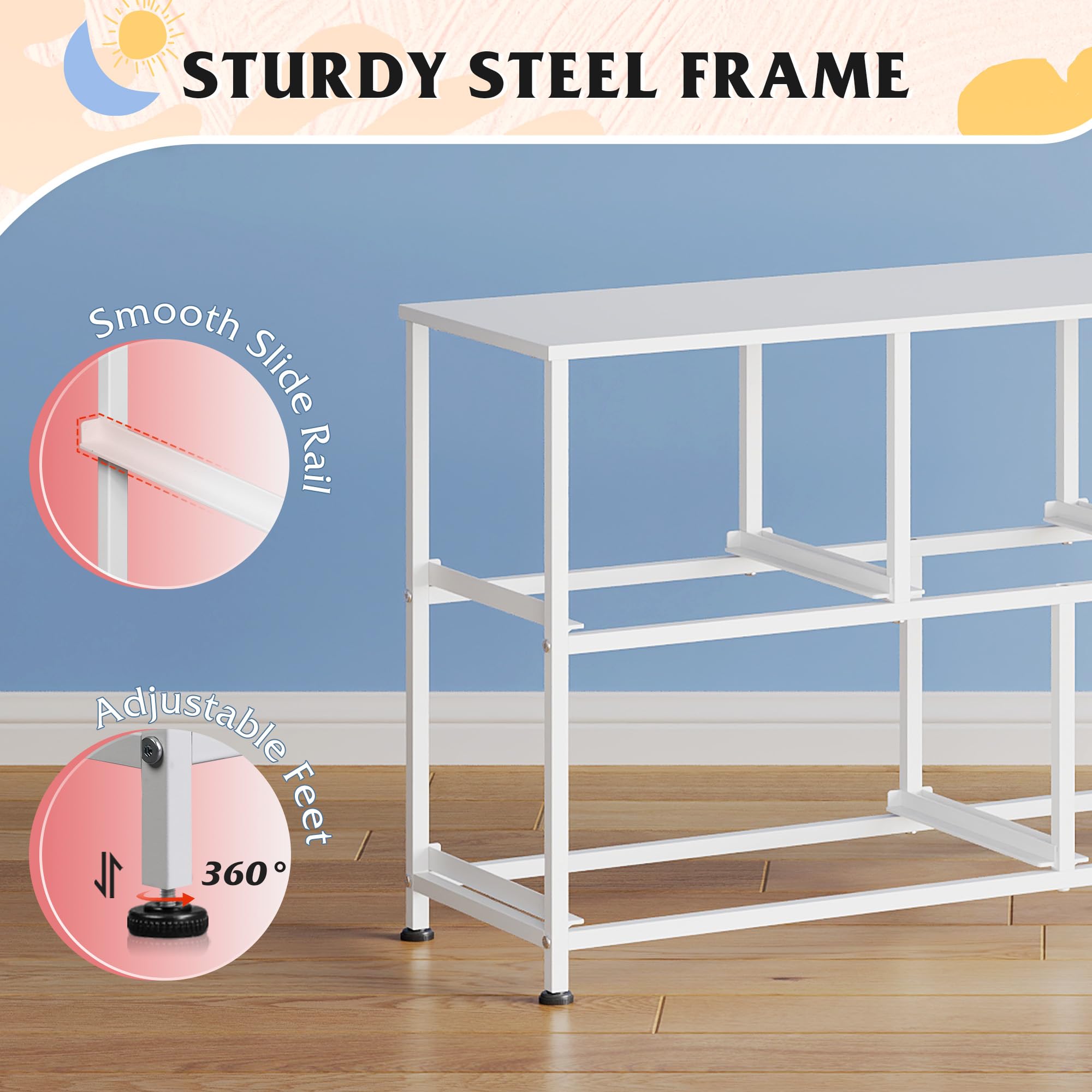 WLIVE wood-top display space for lamp, photos or decor.
