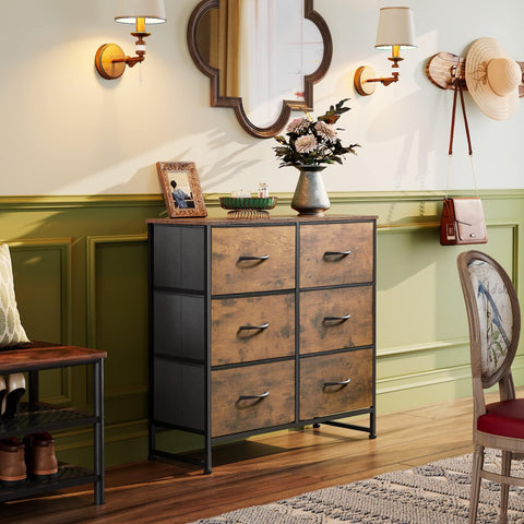 WLIVE dresser with rustic brown wood top adds timeless charm