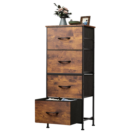 WLIVE dresser with wood top in rustic brown offers sturdy storage and display.