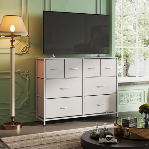 WLIVE dresser wooden top display area for lamps and photos.