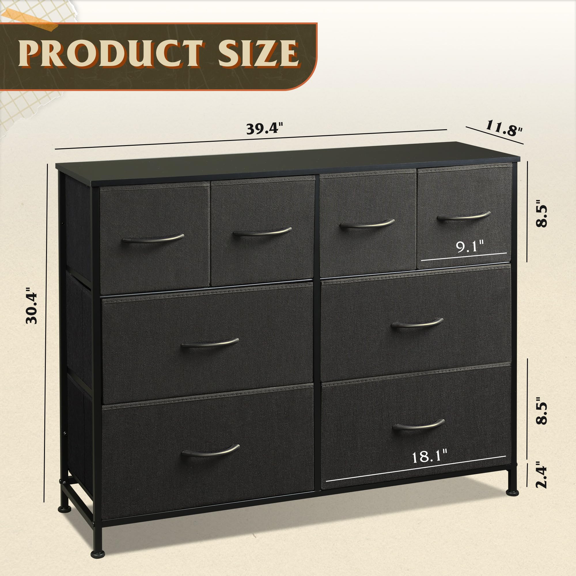 WLIVE dresser wooden top displaying decor and essentials within reach.