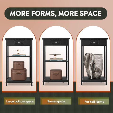 WLIVE end table 3-tier storage, ideal for remotes and magazines