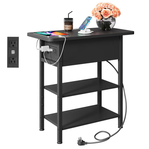 WLIVE end table front view with charging station for clutter-free device charging.
