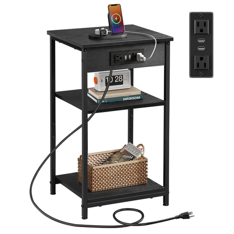 WLIVE end table with charging station, top view showing accessible outlets for devices