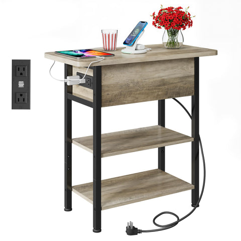 WLIVE end table charging station with USB ports and outlets for easy power