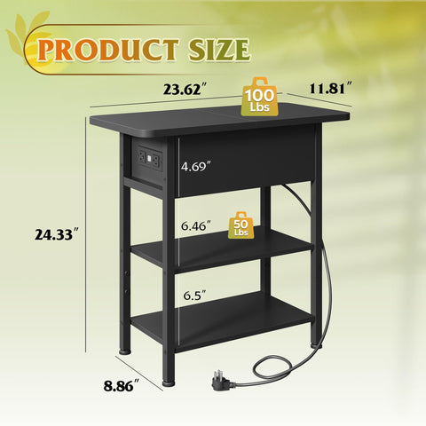 WLIVE end table storage shelves for organized magazines and daily items.