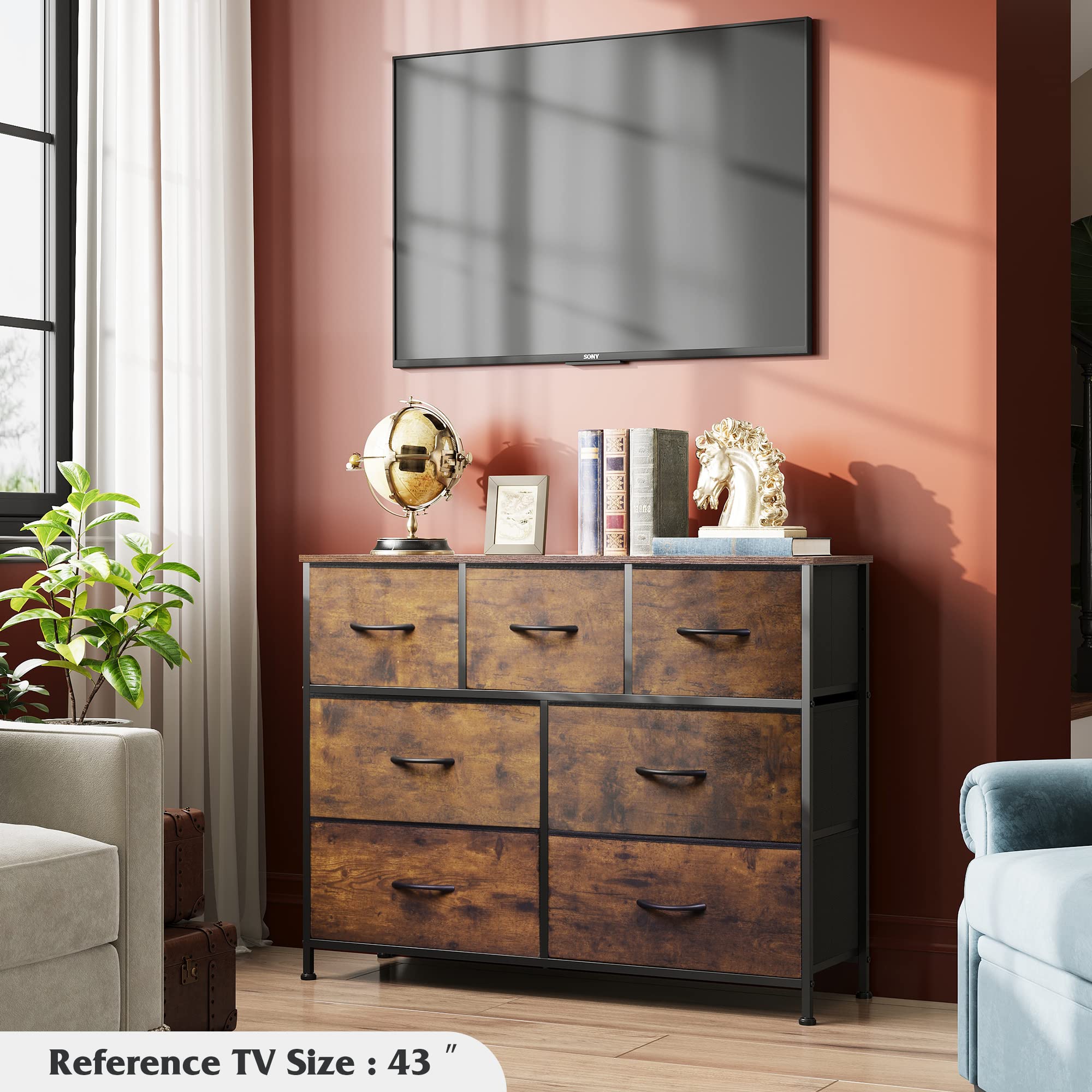 WLIVE entertainment center with sturdy metal frame supports media devices securely.