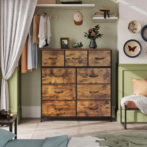 WLIVE fabric bins on wooden top provide easy daily reach.