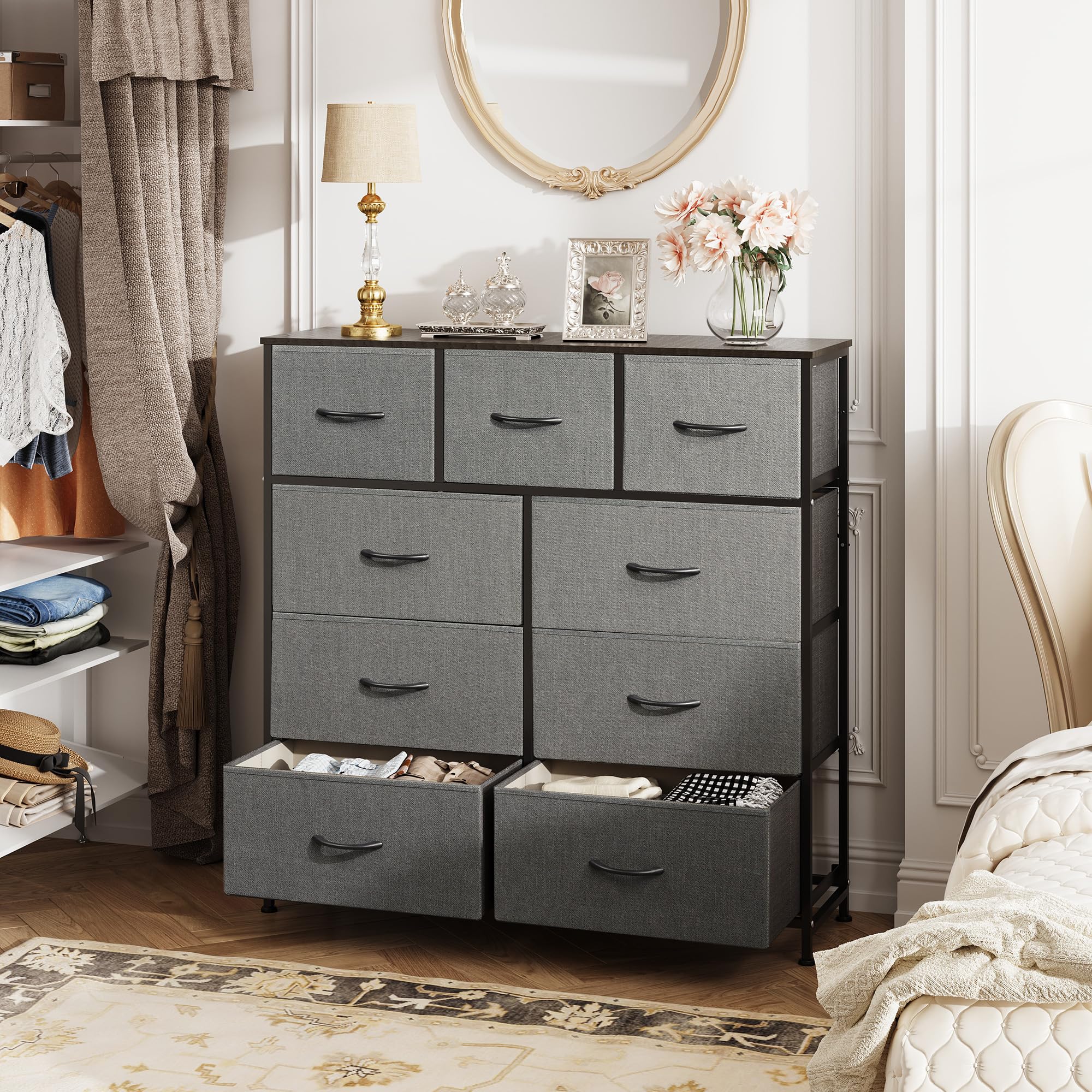WLIVE fabric bins provide breathable storage and easy access to essentials.