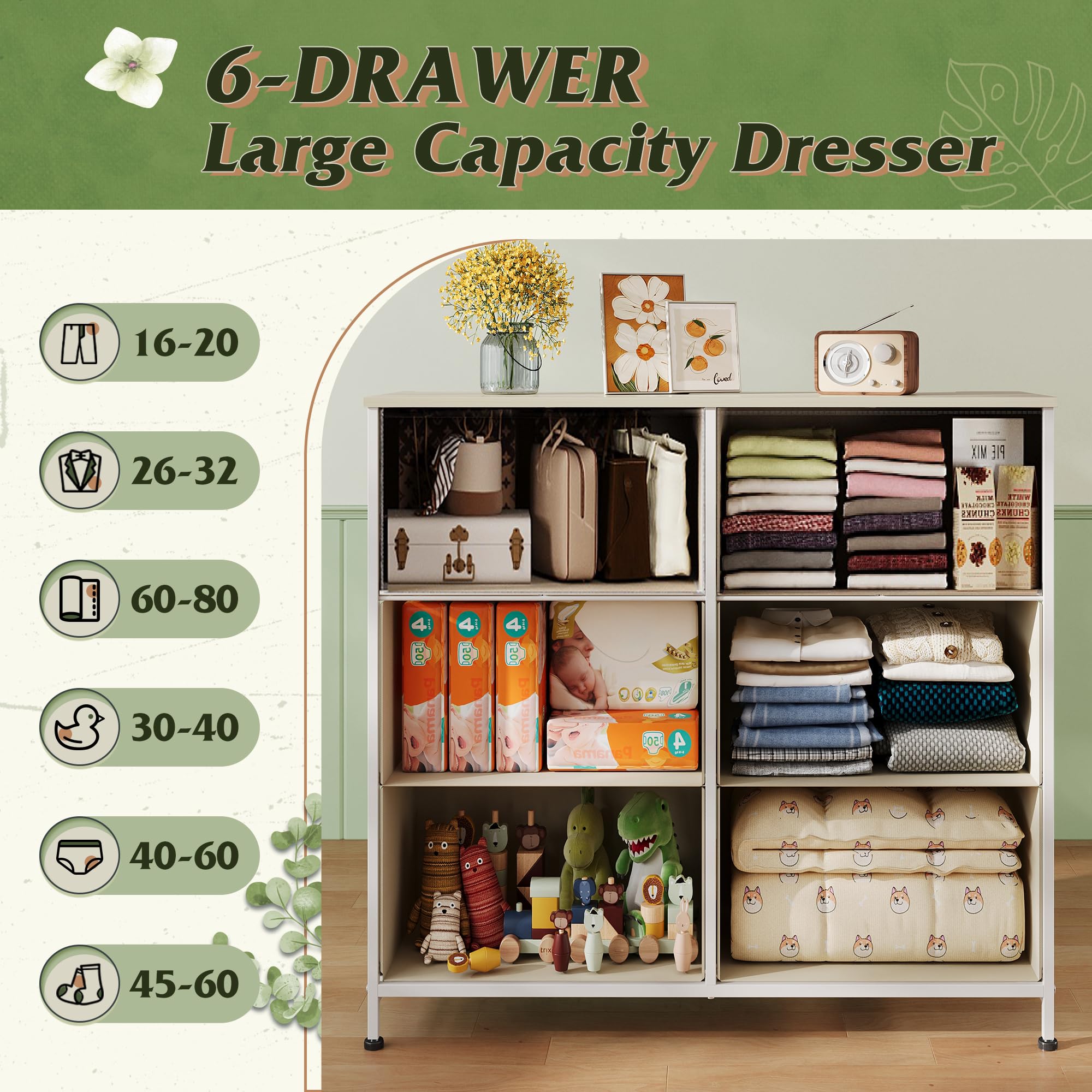 WLIVE fabric drawer closeup reveals soft fabric bins and quality materials
