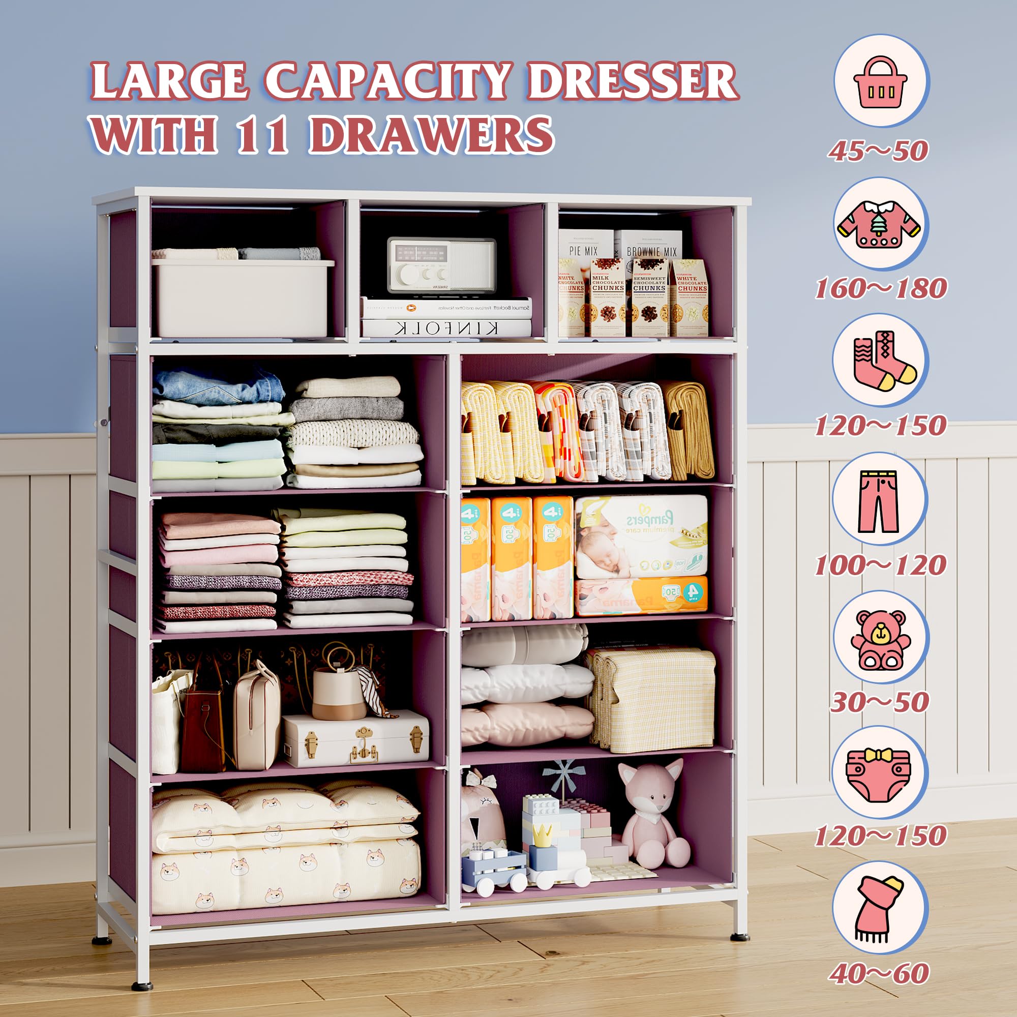 WLIVE fabric drawers close-up showcasing breathable material and tidy storage.