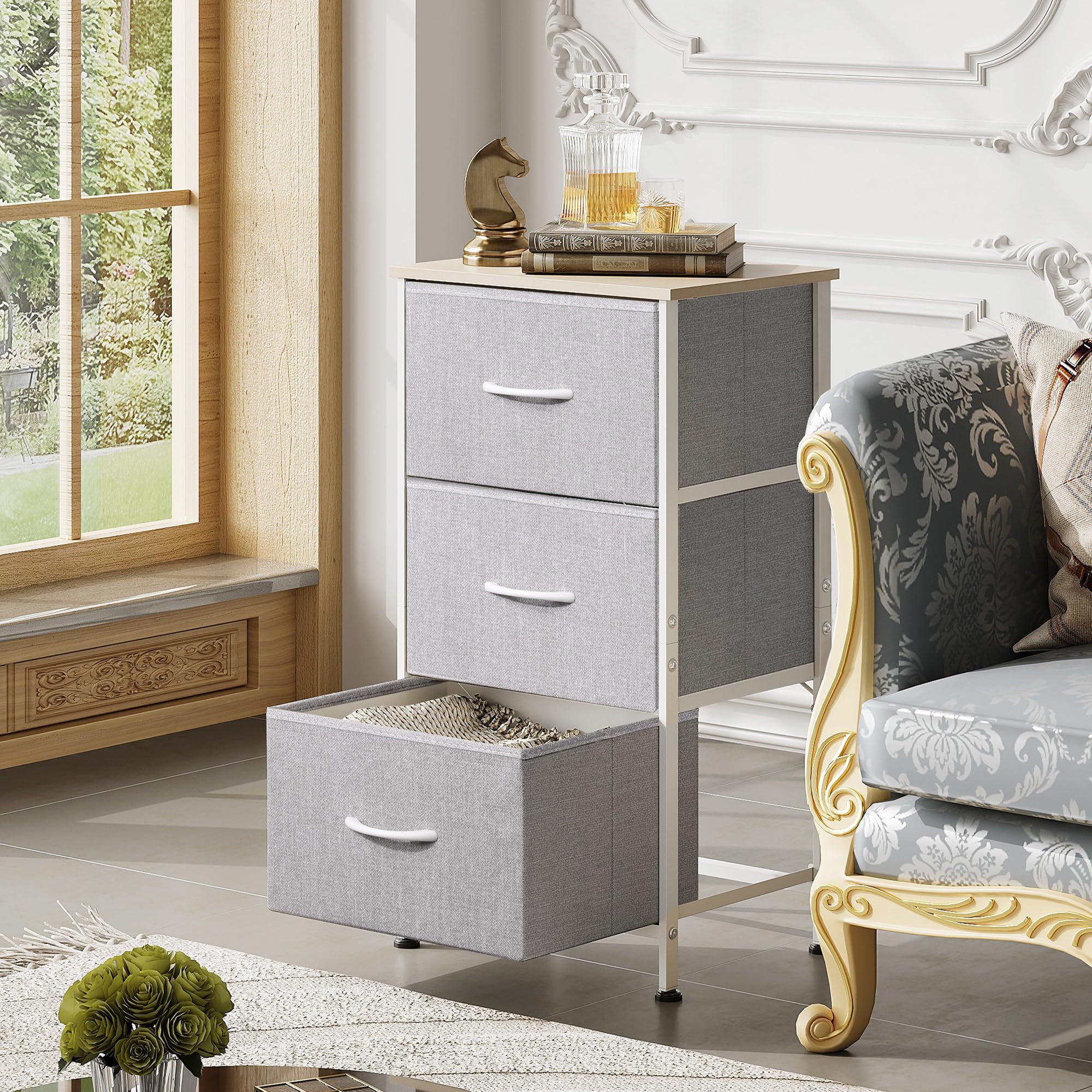 WLIVE fabric drawers offer flexible storage for clothes and accessories.