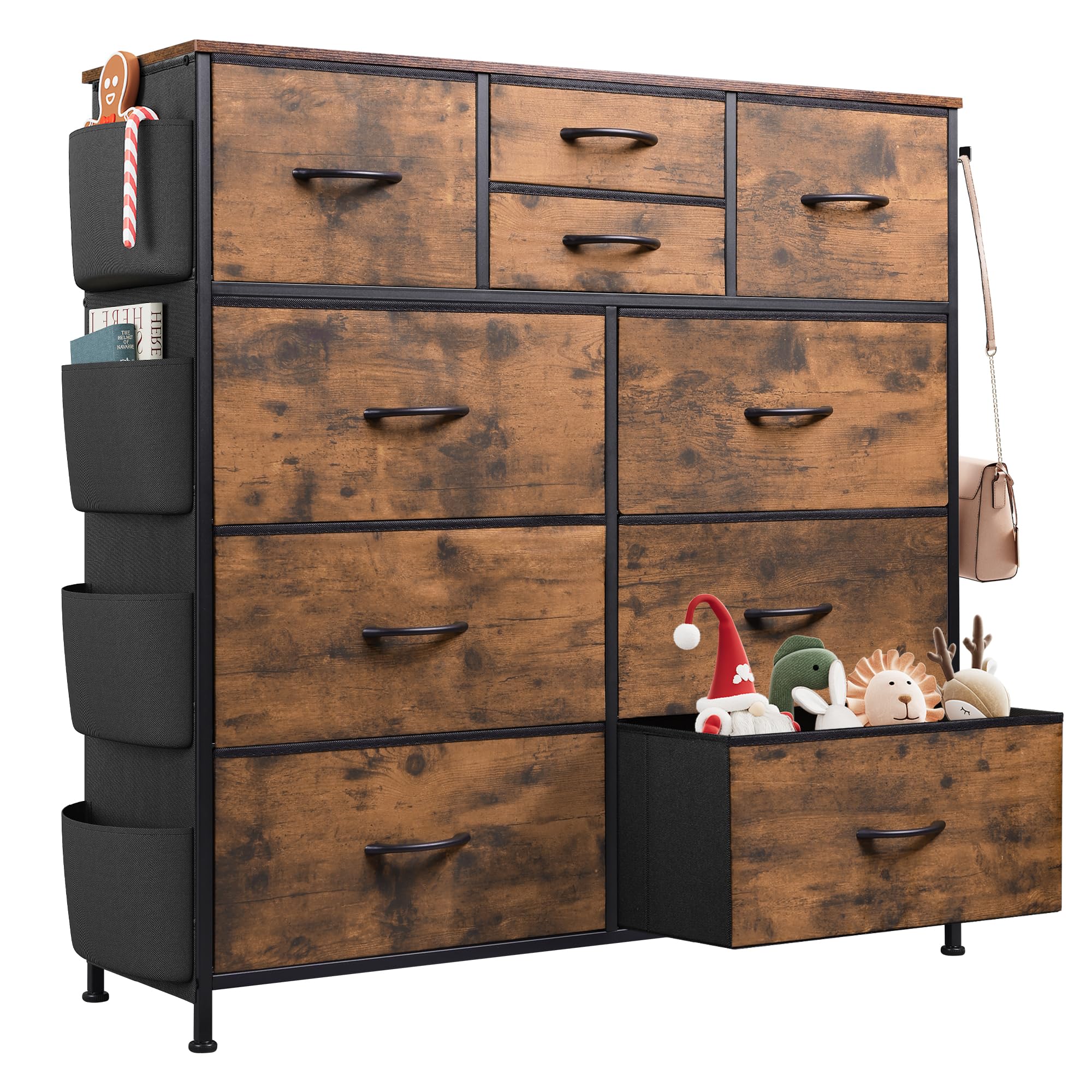 WLIVE Fabric Dresser with 10-drawers for organized wardrobe storage