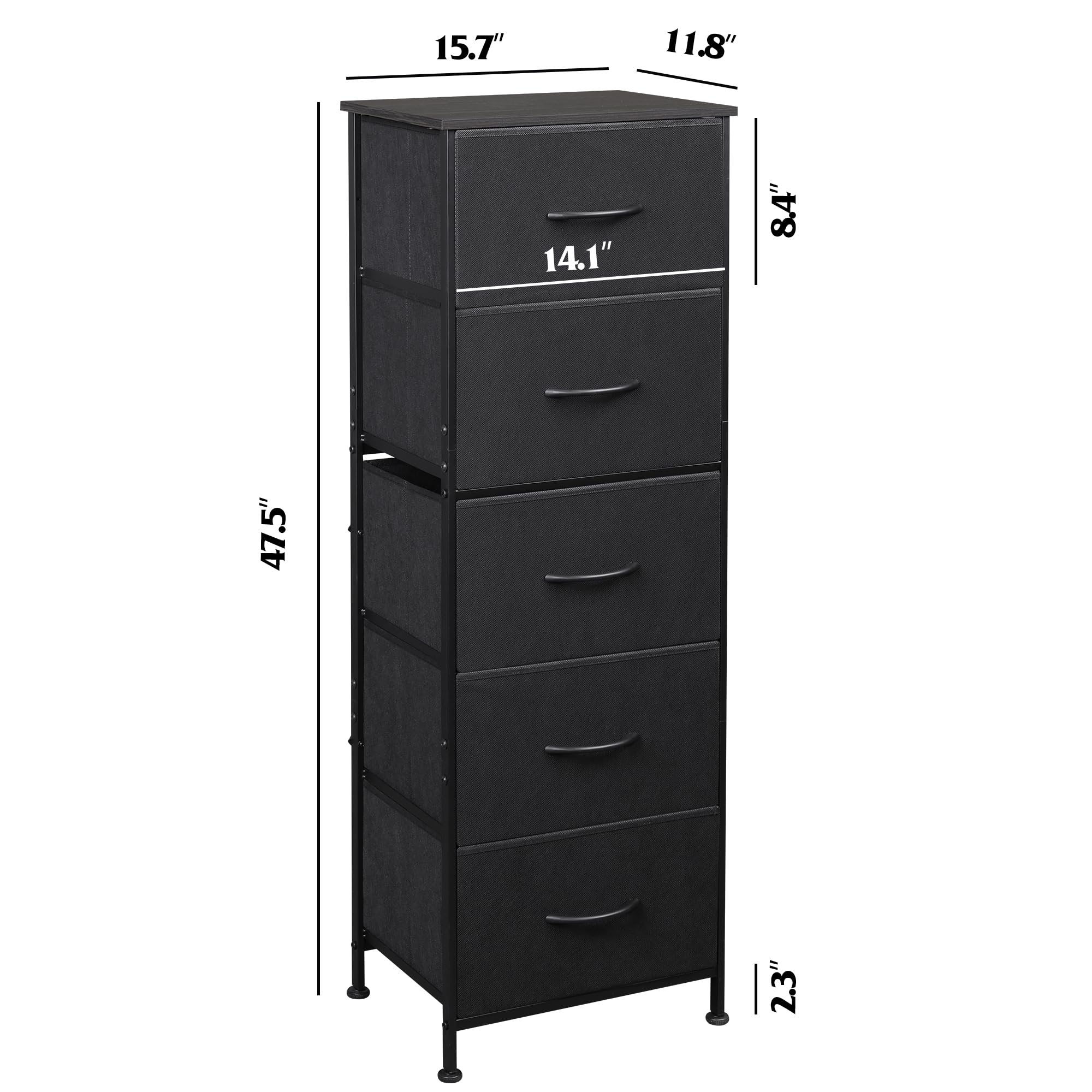 WLIVE Fabric Dresser back frame highlights stability and anti-tip safety features.
