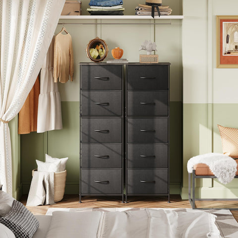WLIVE Fabric Dresser drawer open demonstrates easy access to clothing storage.