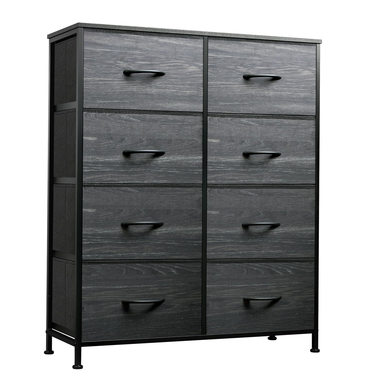 WLIVE fabric dresser with 8 drawers in a tidy bedroom setup.