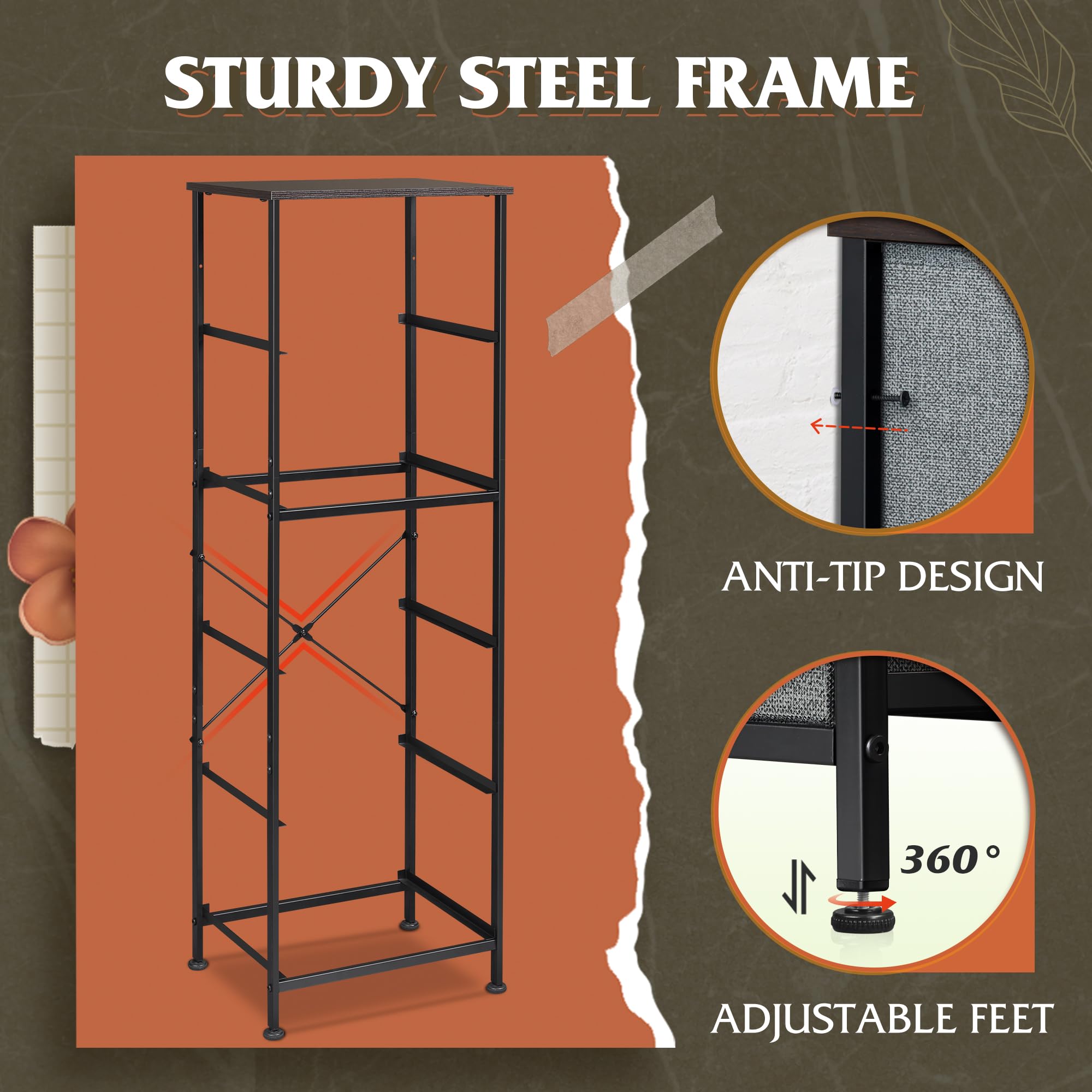 WLIVE adjustable feet protect floors and stabilize the dresser.