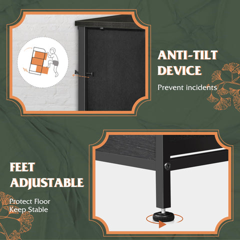 WLIVE fabric dresser adjustable feet protect flooring on uneven surfaces.