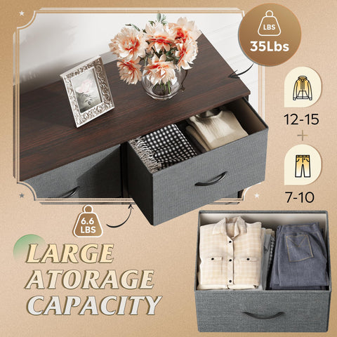 WLIVE fabric dresser interior view with deep drawers ideal for clutter-free storage