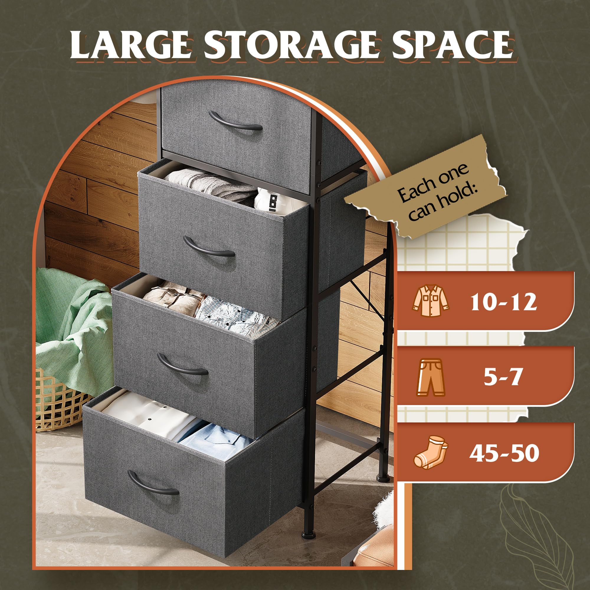 WLIVE fabric dresser fabric bins keep items breathable and easy to reach.