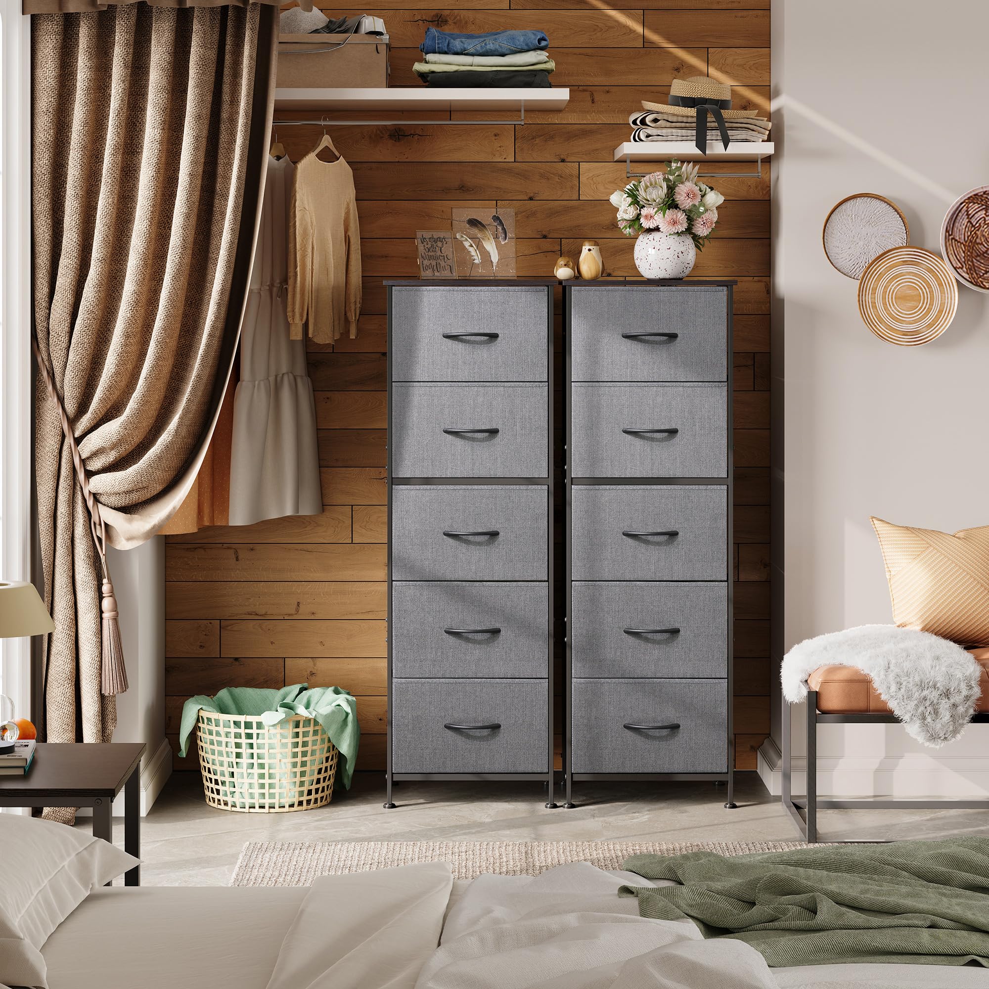WLIVE fabric dresser steel frame delivers strong support and stability.