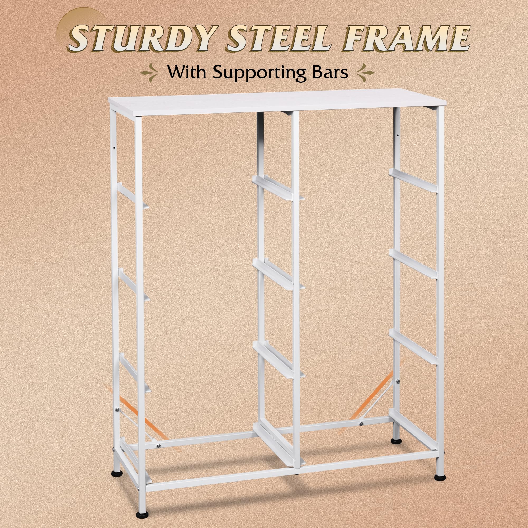 Wooden desktop on the WLIVE dresser provides a sturdy work surface