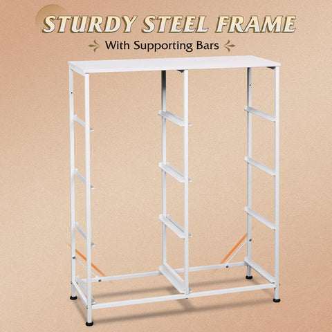 Wooden desktop on the WLIVE dresser provides a sturdy work surface