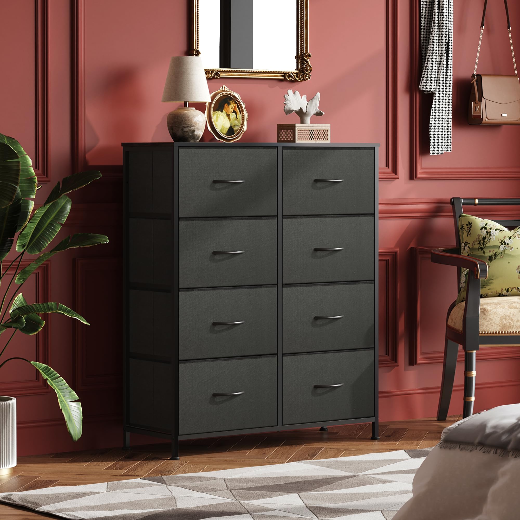 WLIVE fabric dresser with wood top close-up highlighting a durable surface