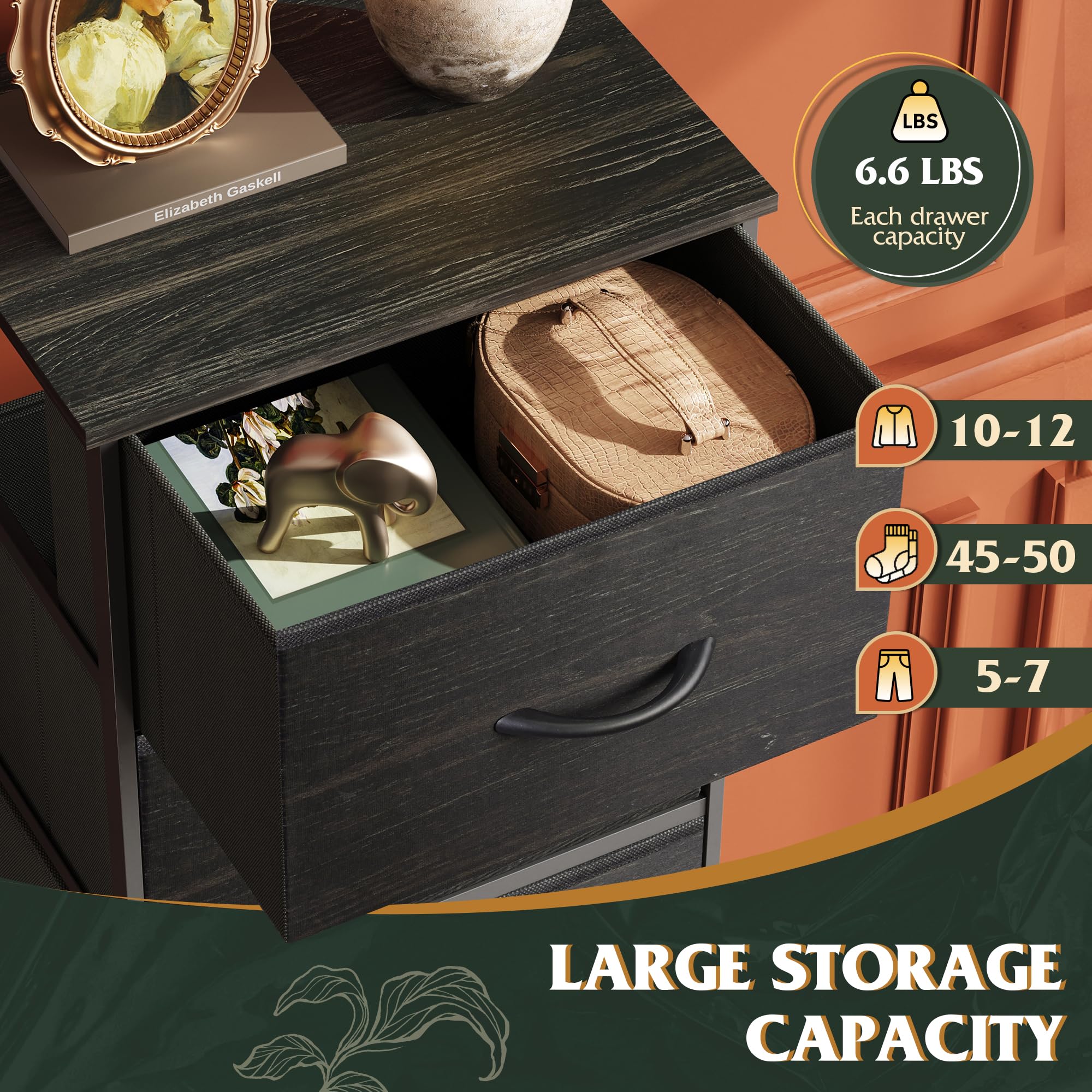 WLIVE Fabric Dresser X-shaped back enhancing stability.