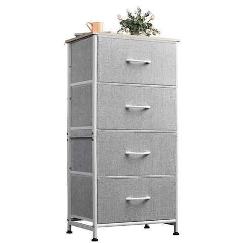 WLIVE four-drawer dresser with wood top offers sturdy bedroom storage.
