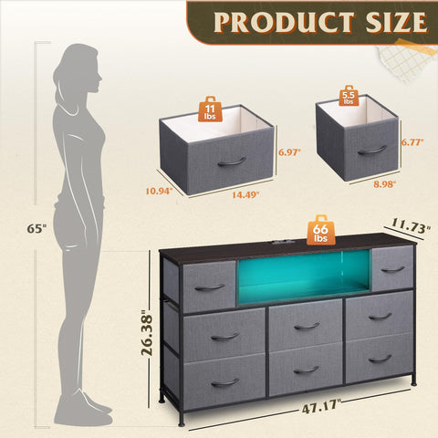WLIVE grey dresser easy assembly with clear guides