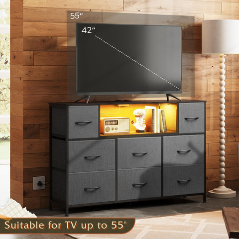 WLIVE grey dresser smooth slide tracks enable easy drawer use