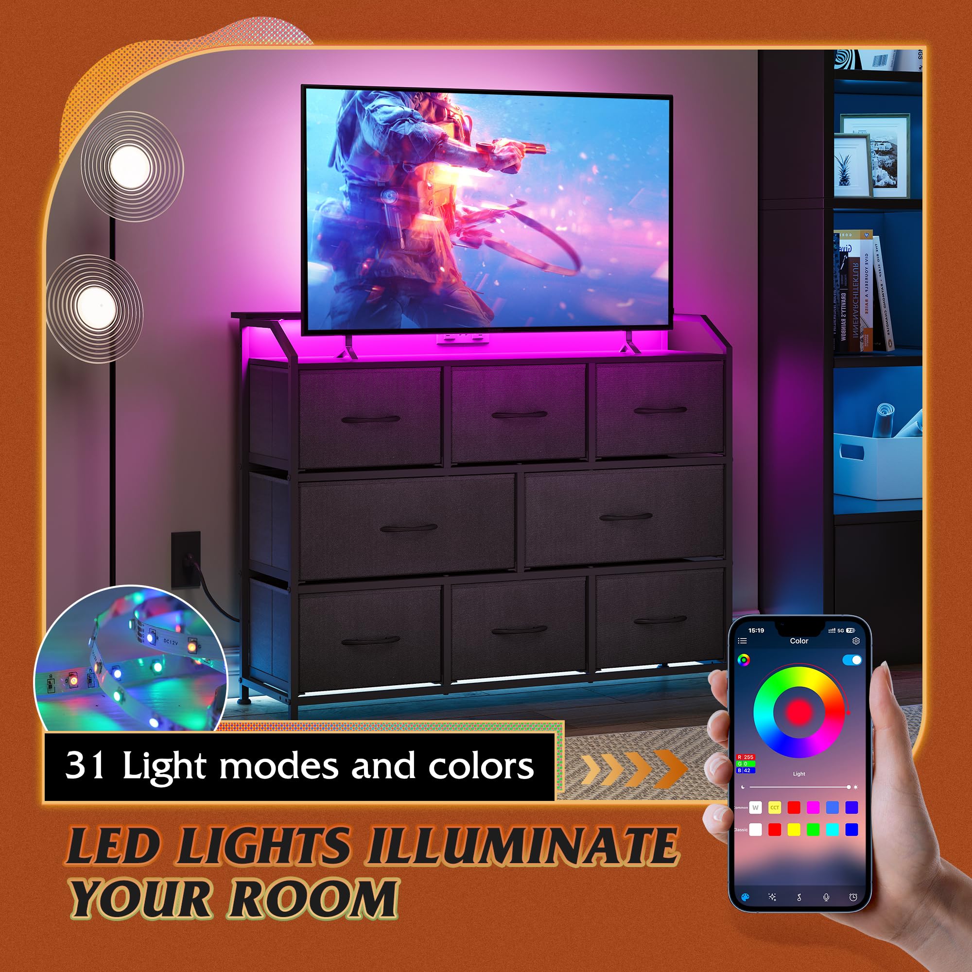 WLIVE Led Dresser anti-tip kit enhances stability in busy spaces.