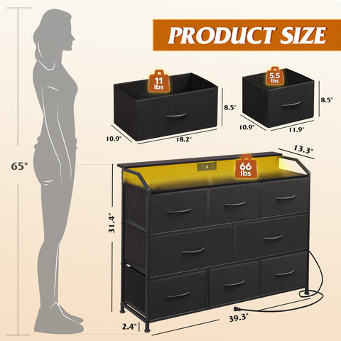 WLIVE Led Dresser 45-inch TV stand supports up to 66 lbs.