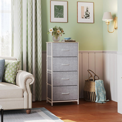 WLIVE light-grey fabric drawers keep clothes organized and accessible.