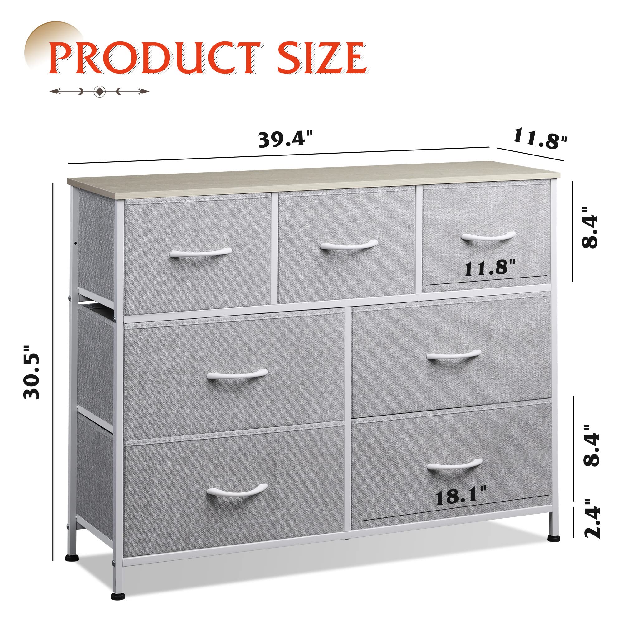 WLIVE metal-frame dresser shows adjustable feet for level placement