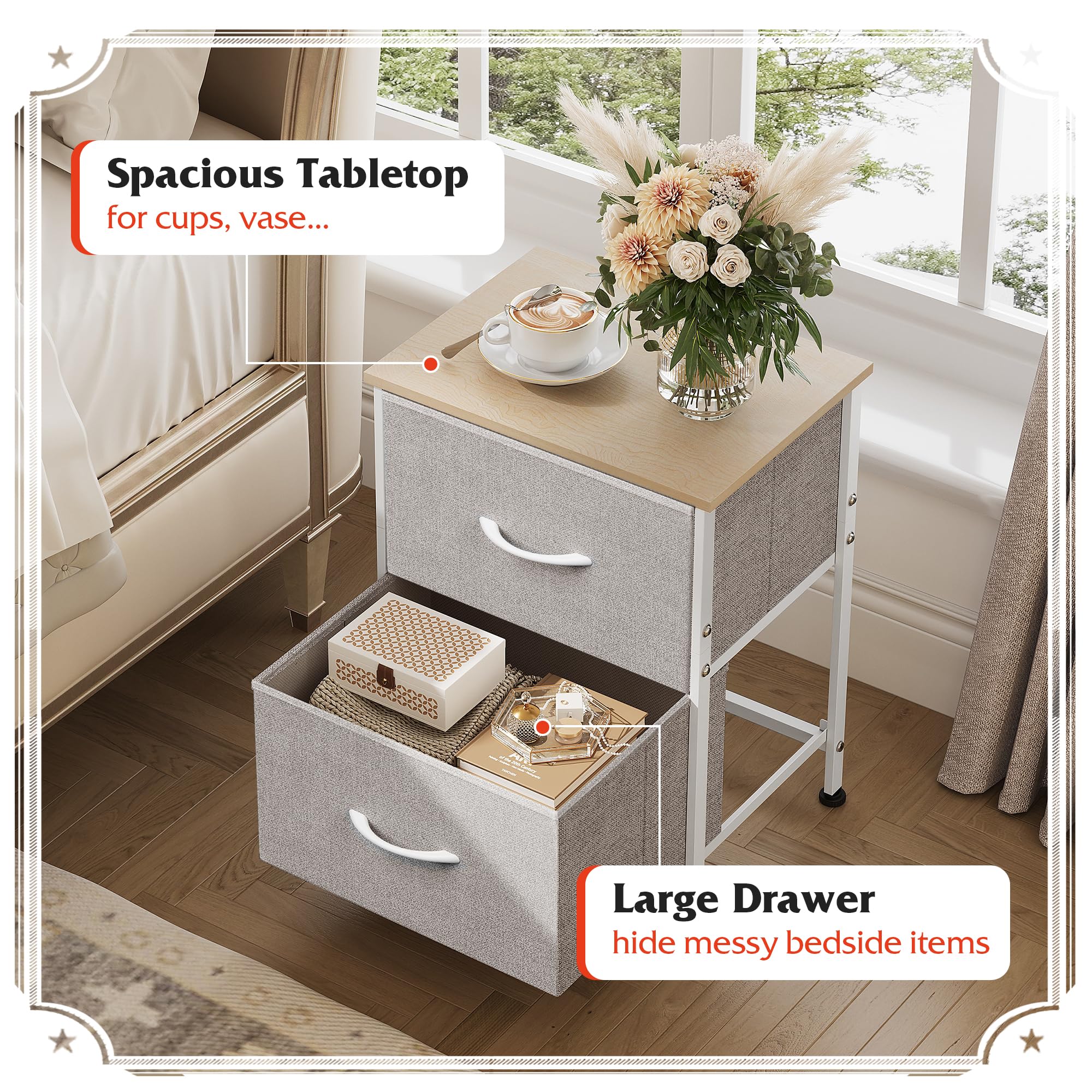 WLIVE night stand adjustable feet protect floors on uneven surfaces.